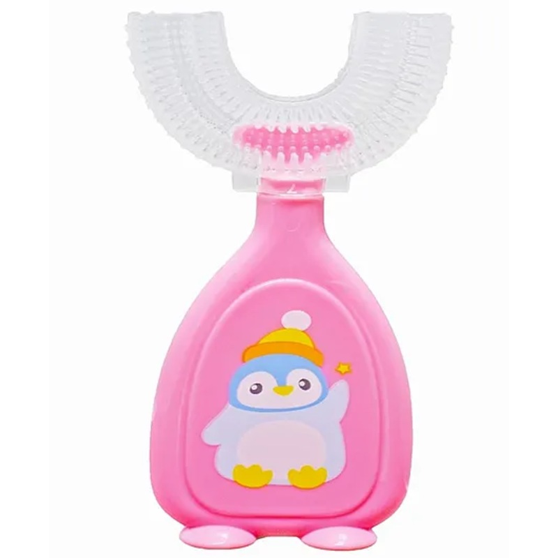 TOYPENTER U-Shaped Toothbrush for Baby | 360 Oral Teeth Cleaning Tools | Infants Toothbrush with Food Grade Silicone Head | Manual Toothbrush For new Born Baby (Pink)