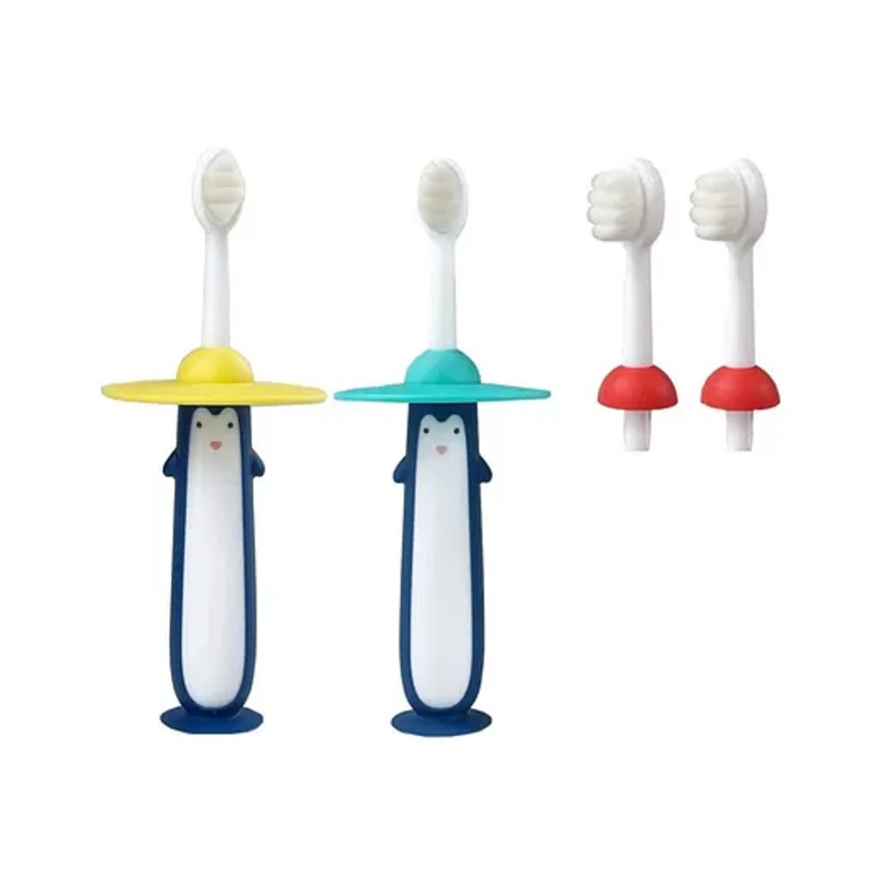 YAMAMA Toothbrush Cute Cartoon Penguin Design Colorful Soft Manual Toothbrush (Pack of 2  Color And Design May Vary)