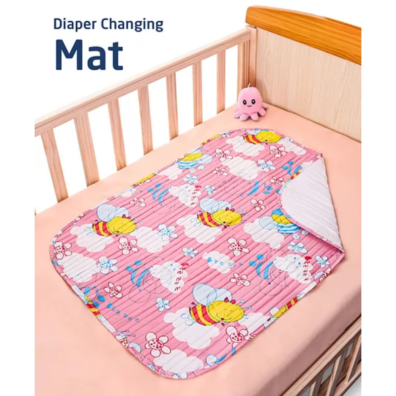 Zoe Multipurpose Waterproof Diaper Changing Mat With Honeybee Print - Peach