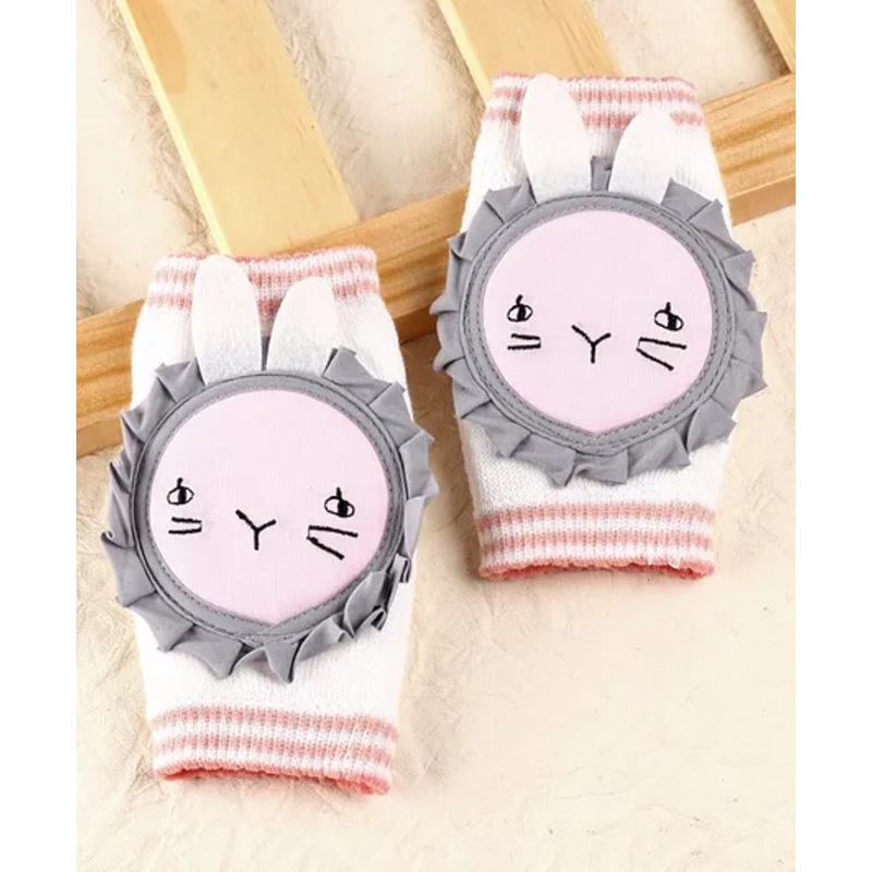 Baby Elbow & Knee Pads Bunny Applique - Grey Pink