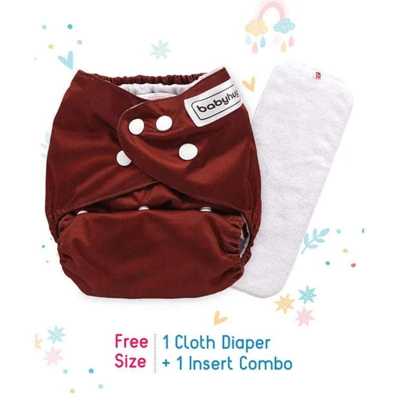 Babyhug Free Size Reusable Cloth Diaper With Insert - Brown