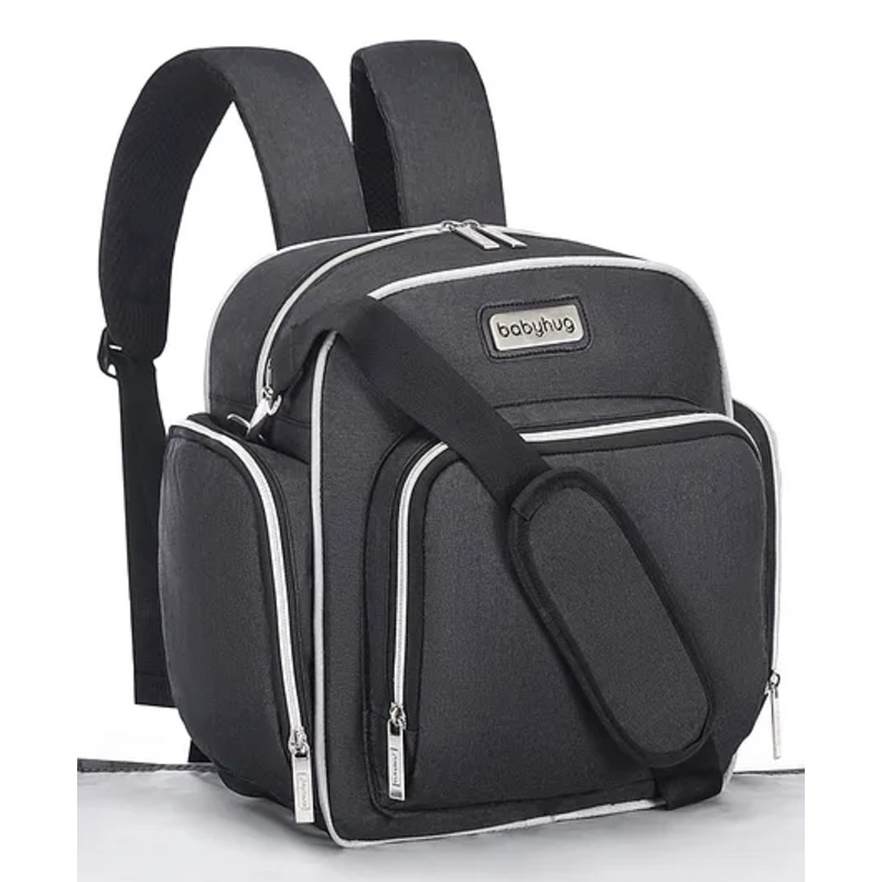 Babyhug Multipurpose Backpack Style Diaper Bag - Grey