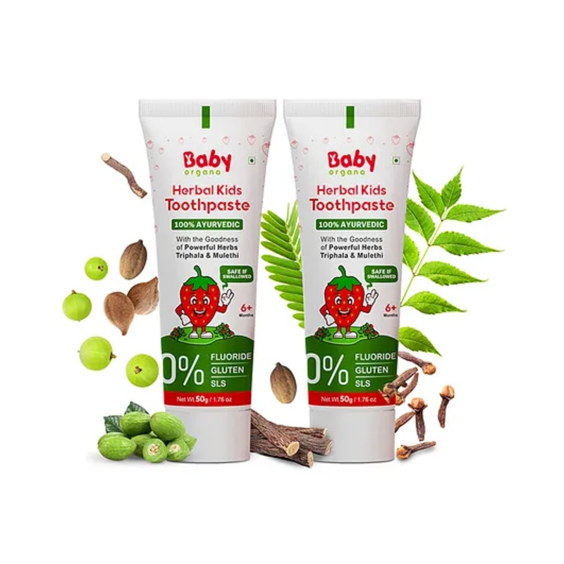 BabyOrgano Kids Herbal Strawberry Flavor Toothpaste Pack Of 2 - 50 g Each