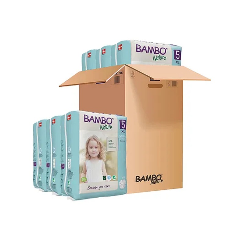 Bambo Nature Eco Friendly Tape Diapers with Wetness Indicator XL Size Pack of 6 - 132 Pieces