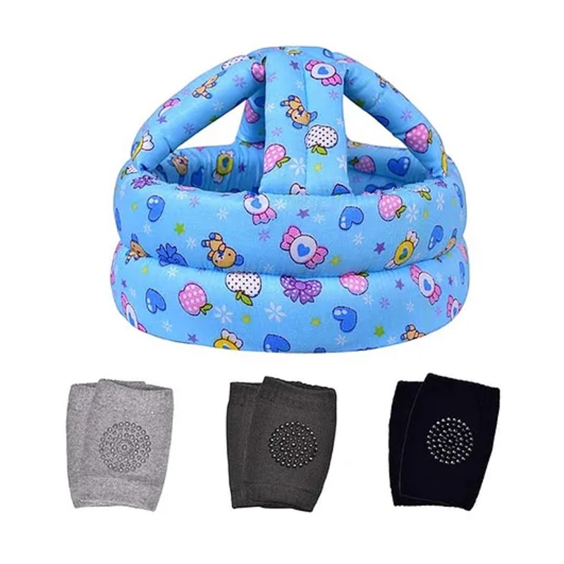BOXOT IMPEX Adjustable Cushioned Baby Safety Helmet with knee pad (color may vary) HK-8