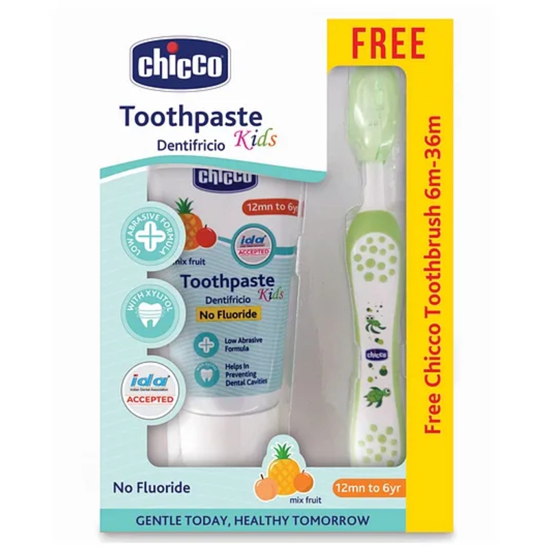 Chicco Toothpaste Mixfruit with Free Toothbrush Green - 50 g