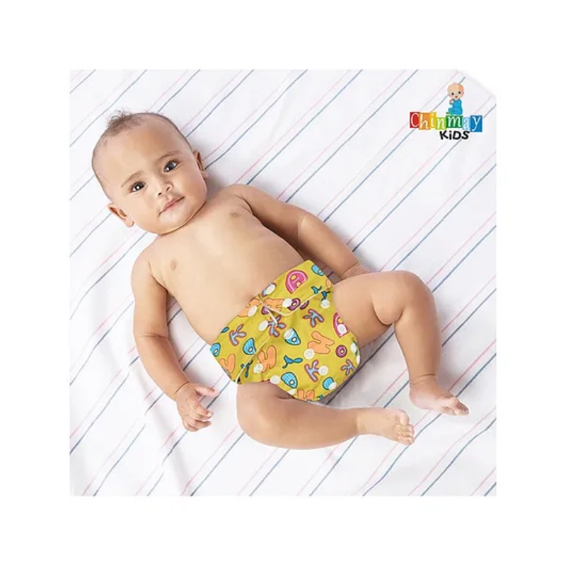 Chinmay Kids  Freesize Reusable Washable Adjustable Snap Buttons Cloth Diaper For Babies With Wet Free Insert Pads Leak Proof & Dry Feel-  Yellow