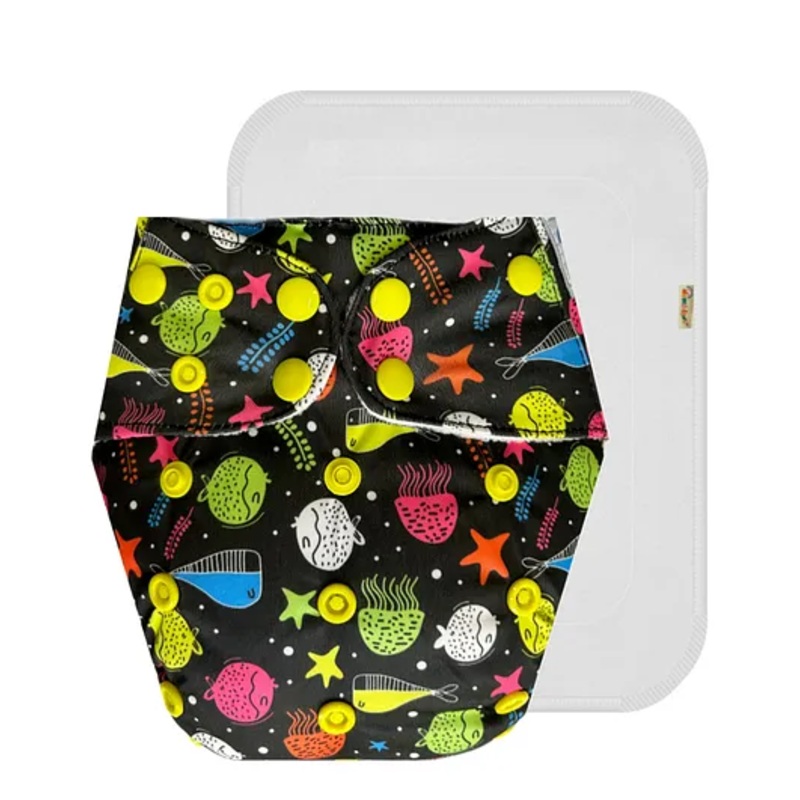 Dumbledo Cloth Diaper Leak Proof Eco-Friendly Reusable Adjustable Free Size Quick Dry Without Insert Pack of 1 - Black