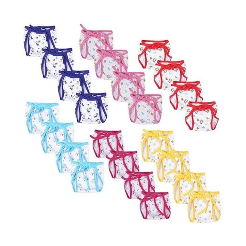 Fareto Baby Hosiery Single Layer Printed Cotton Cloth Nappies Pack Of 24 Pcs (3-6 Months)(Colour and design may vary)