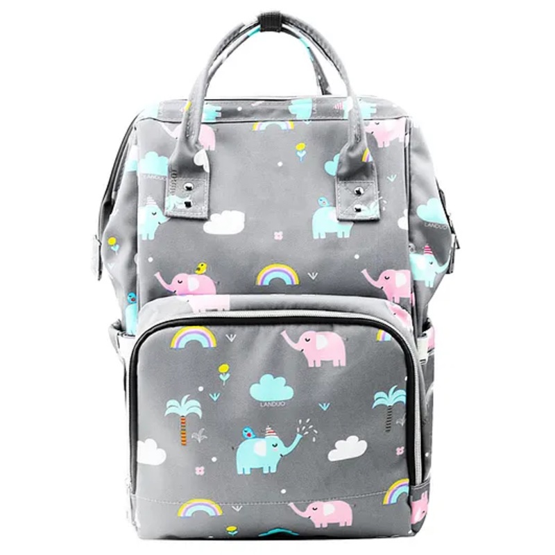 House of Quirk Diaper Bag Maternity Backpack Elephant Print - Grey