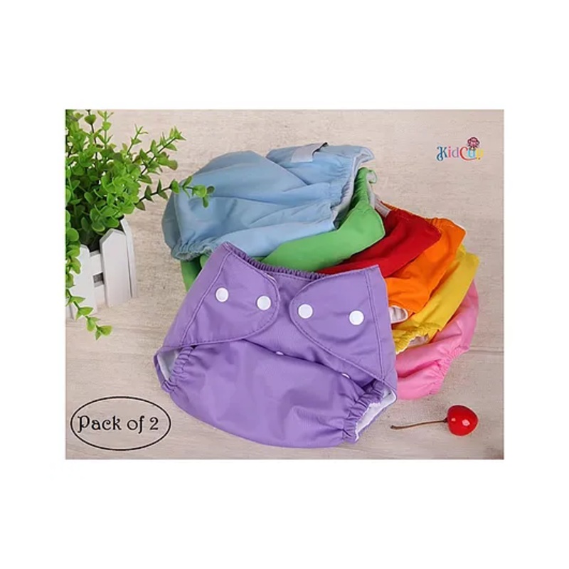 Kidcup Free Size  Quick Dry UltraThin Pads Leakage Proof Reusable Cloth Diaper Multicolor (Pack of 2)