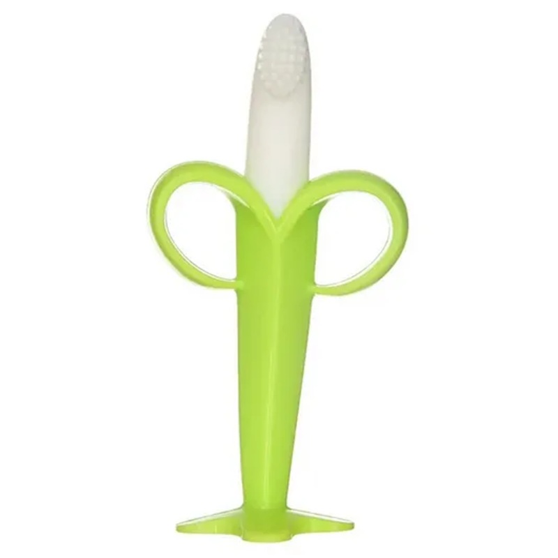 Kritiu Silicone Ultra Soft Safety Banana Shape Toothbrush For Toddlers - Green