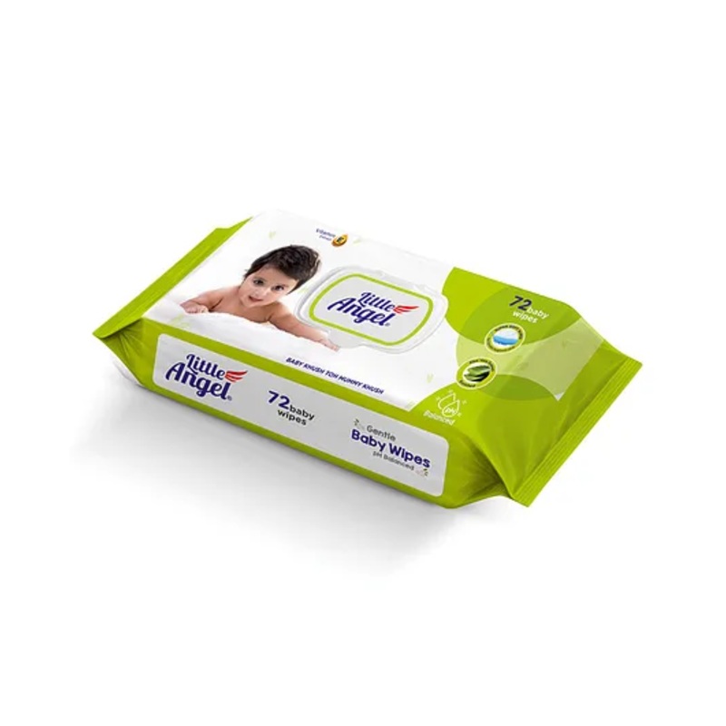 Little Angel Super Soft Cleansing Baby Wipes with Lid & Aloe Vera Extract  - 72 Pieces