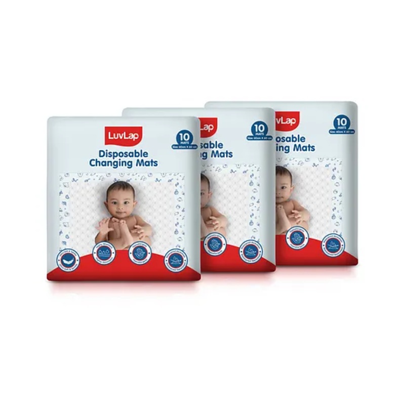 LuvLap Disposable Baby Underpad & Changing Mats, 30 Count, 60x60 cm Waterproof, Breathable, Non-Slip Backsheet, Hypoallergenic Baby Bed Protector Pads