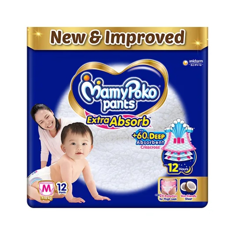MamyPoko Extra Absorb Pant Style Diapers Medium - 12 Pieces
