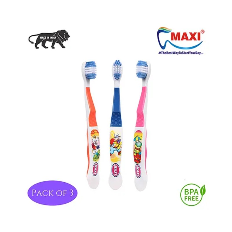 MAXI Dolls Junior Toothbrush (Pack of 3) - Colour May Vary