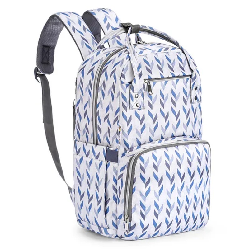 Multipurpose Diaper Backpack Box with Spotty Texture & Leaf Print - Off White