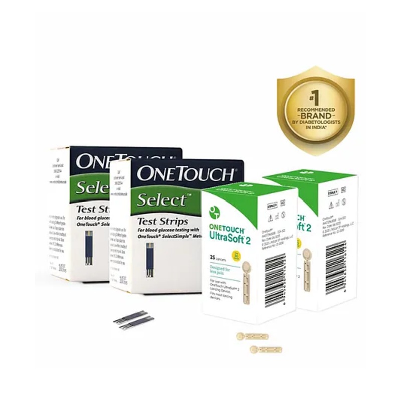 Onetouch Select Test Strips Pack Of 100 Strips With 50 Ultrasoft 2 Lancets