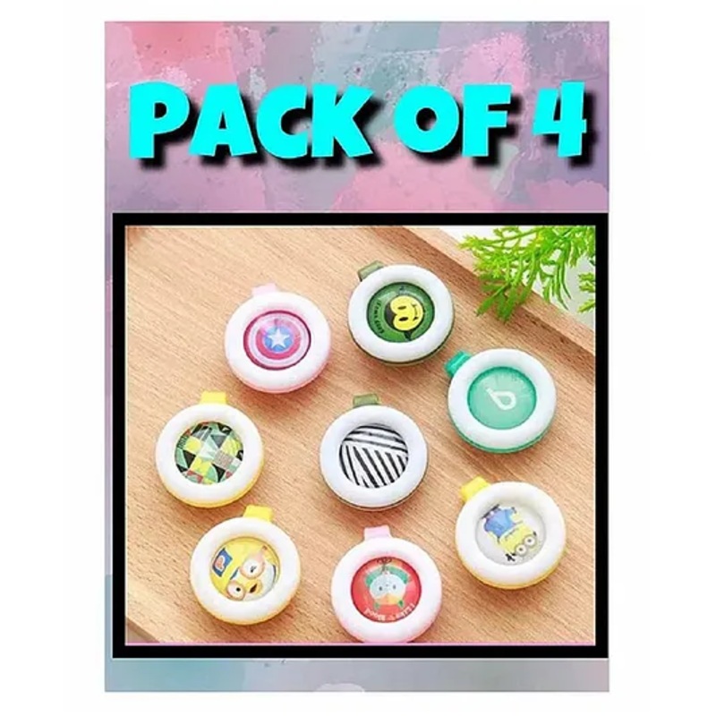 Ortis Reusable Mosquito Repellent Badge Pack of 4 - Colour & Print May Vary