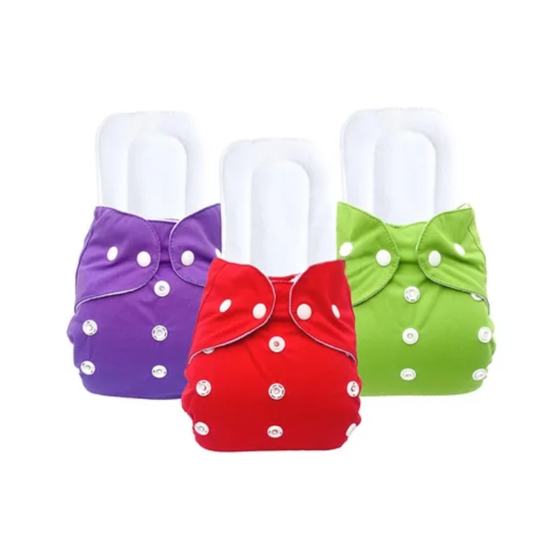 Sparkle Joy Free Size Reusable Cloth Diaper With Insert Pack Of 3- Multicolor