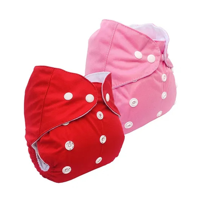 Sparkle Joy Free Size Reusable Cloth Diaper Without Insert Pack Of 2 - Red & Pink