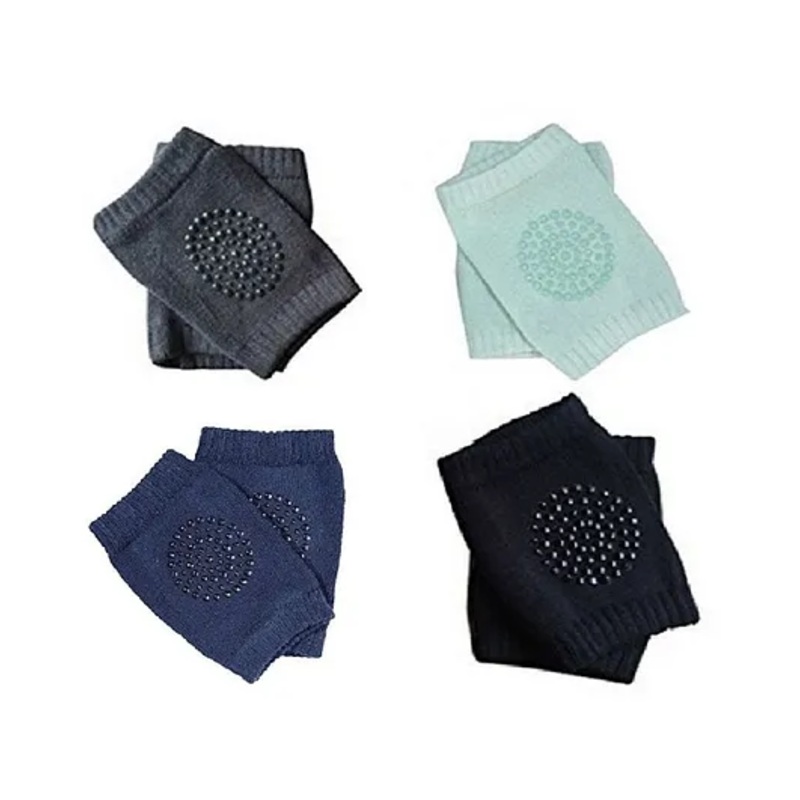 Babymoon AntiSlip Stretchable KneeCap Elbow Safety Protector Set Of 4 - Navy, Turquoise, Black & Grey
