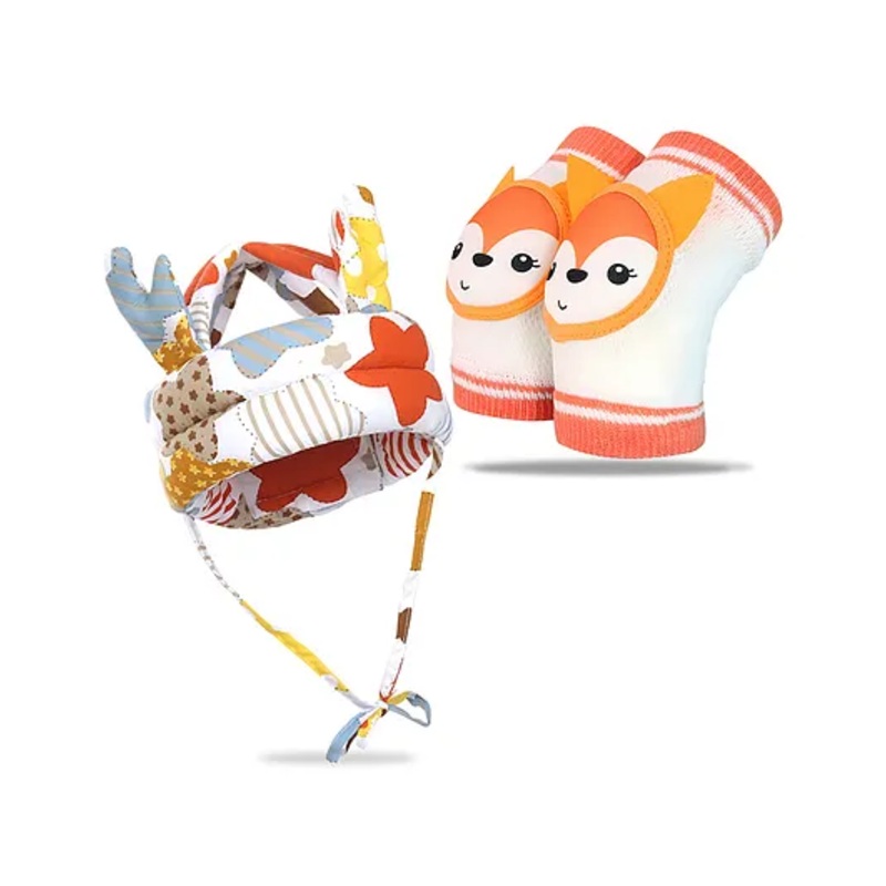 Bembika Baby Head Protector And Baby Knee Pads For Crawling & Elbow Safety Protector Combo Pack  - Orange