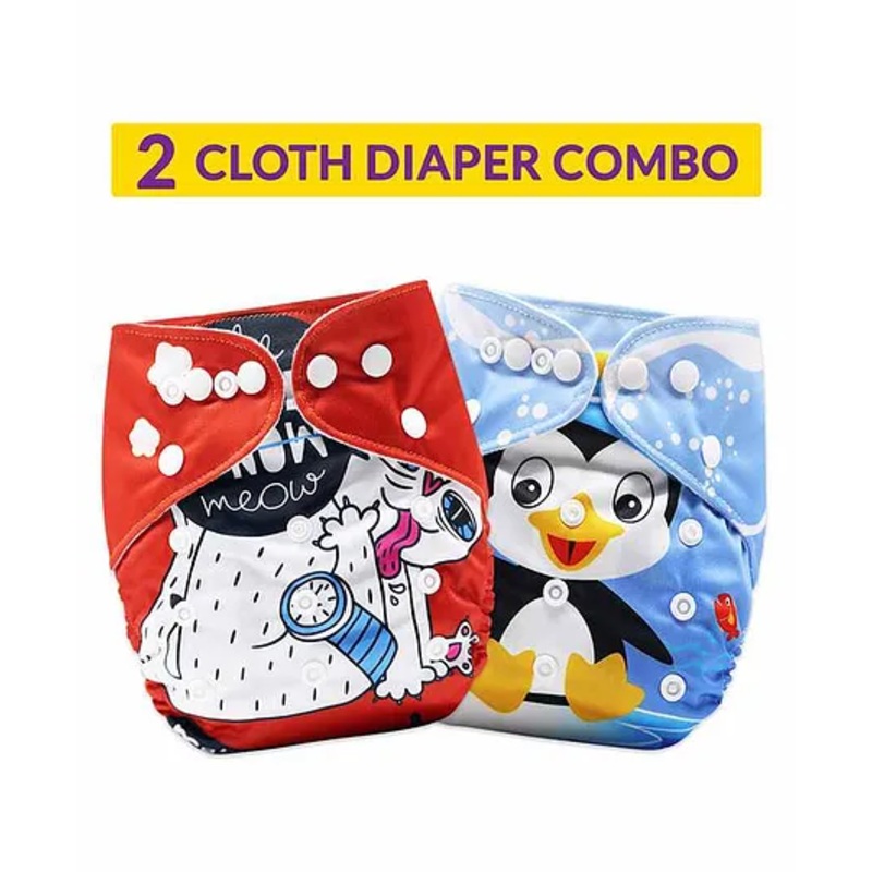 Bembika Reusable Cloth Diaper Animal Print Pack of 2 - Red Blue