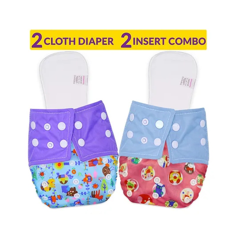 Bembika Reusable Cloth Diaper With Insert Pack of 2  Multicolour