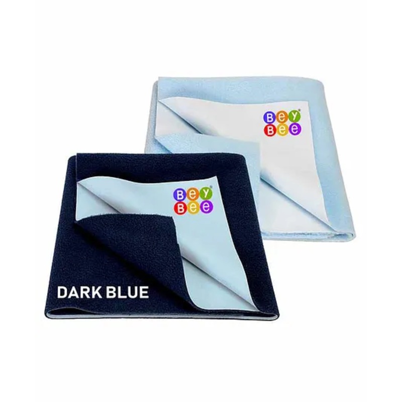 BeyBee Water Resistant Bed Protector Baby Dry Sheet with Ultra absorbance Small - Dark Blue & Blue