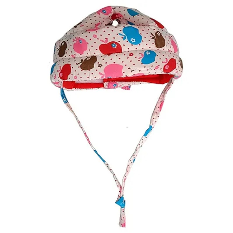 Boxot Impex Adjustable Cushioned Baby Safety Helmet- Pink Dotted