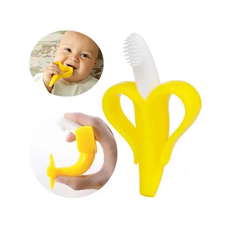 Domenico Silicone Banana Shaped Teething Toothbrush - Yellow