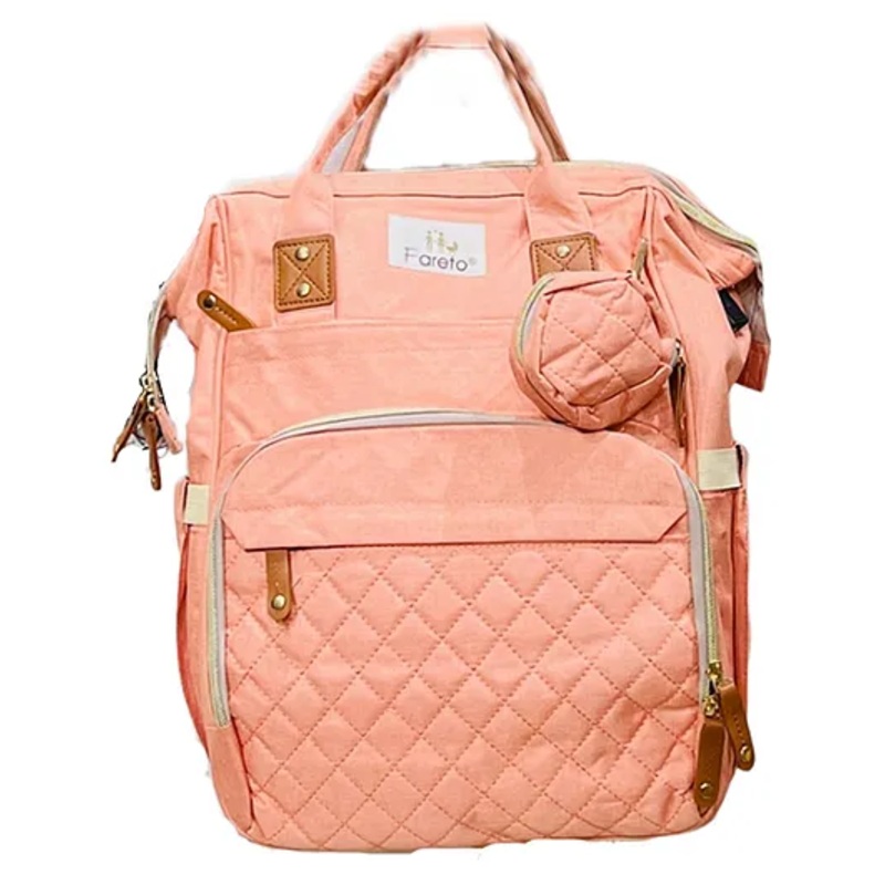 Fareto Premium Quality Diaper Bag for Mother  Multipurpose Stylish Diaper Bag Pack Of 1 - Peach