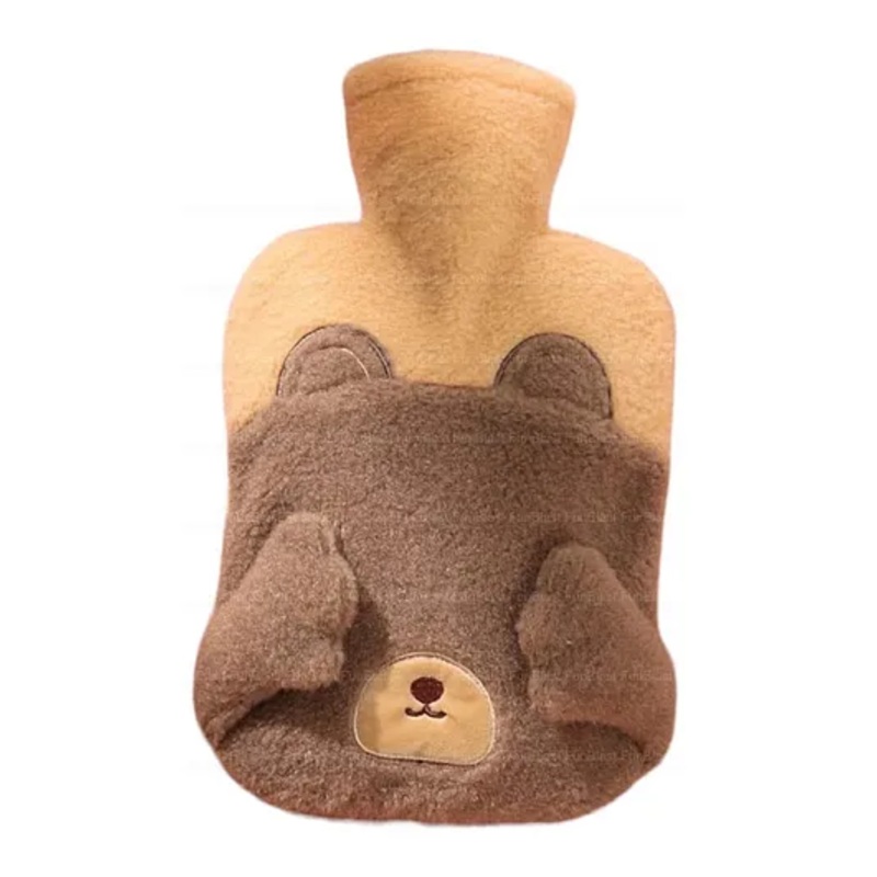FunBlast Bear Design Hot Water Bag with Soft Cover 1000 ml - Brown