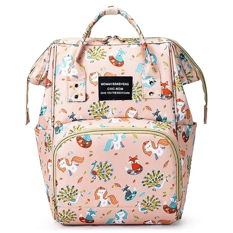 House of Quirk  Diaper Bag Maternity Backpack Fox Print -  Pink