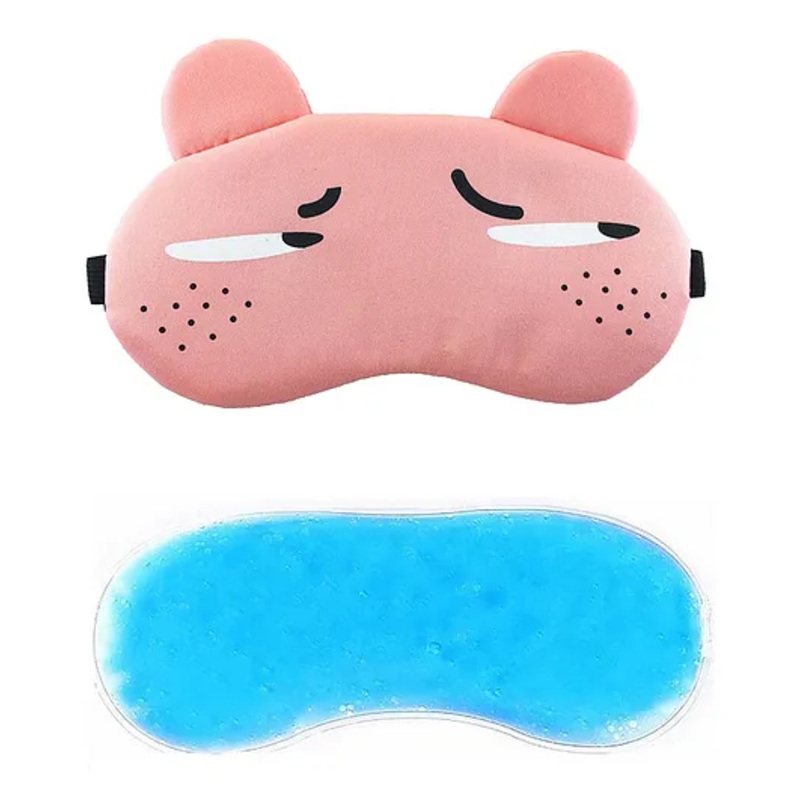 Jenna Dot Cartoon Face Sleeping Eye Mask With Cooling Gel - Pink