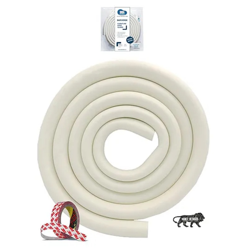 Kids Station NBR BPA-Free Baby Safety Edge Protector - Edge Protector Strip for Infants, Sharp Edges - Toddler proofing Cover - Childproof Guards - High Dense Foam Cushion - U shaped-  2m Long (Off-White)