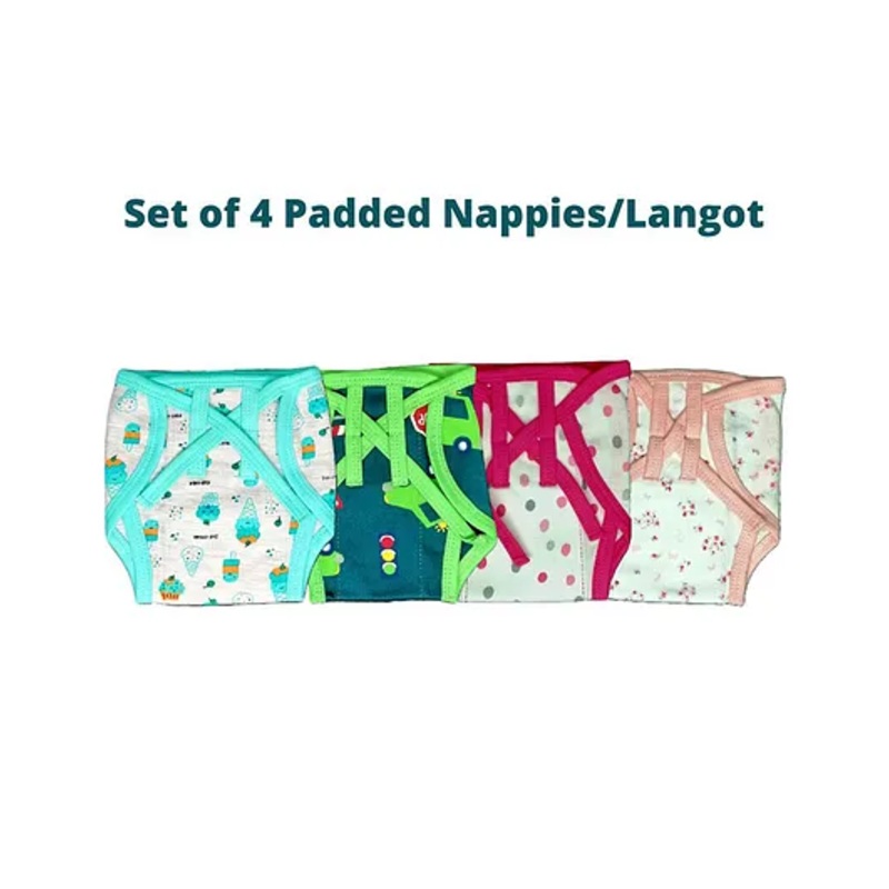 Kindermum Combo Of 4 Nappies Small - Multicolor