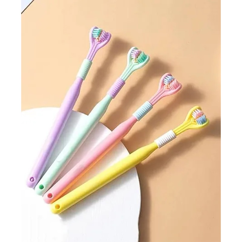 KUNYA 3-Sided Triple Angle Toothhugger Training Manual Toothbrush, Ultra Soft Bristles, Toddler and Autistic Oral Care Gentle Clean Each Tooth to Completely Cover The Toothbrush (2) Multicolor