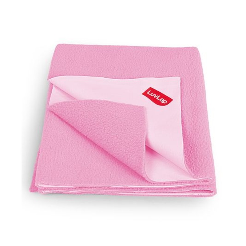 LuvLap Instadry Anti-Piling Fleece Quick Dry Baby Bed Protector Sheet, Waterproof, 70x100cm, Baby Pink, Pack of 1