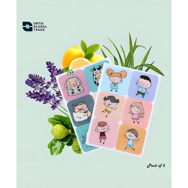 Ortis Waterproof Natural Mosquito Repellent Sticker - 108 Pieces (Colour & Print May Vary)