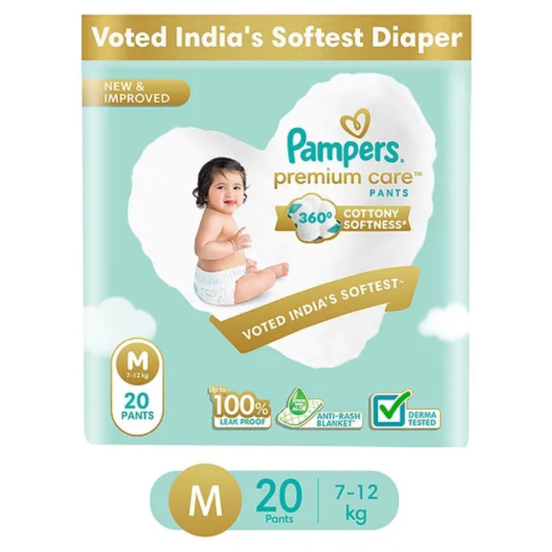 Pampers Premium Care Pants Style Baby Diapers Medium Size - 20 Pieces