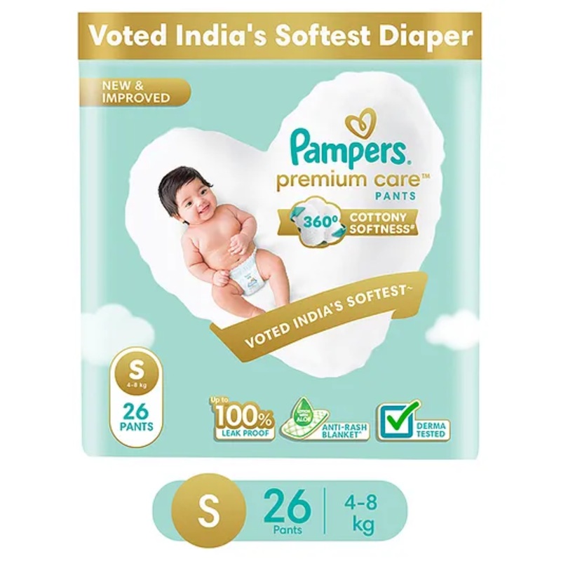 Pampers Premium Care Pants Style Baby Diapers Small - 26 Pieces