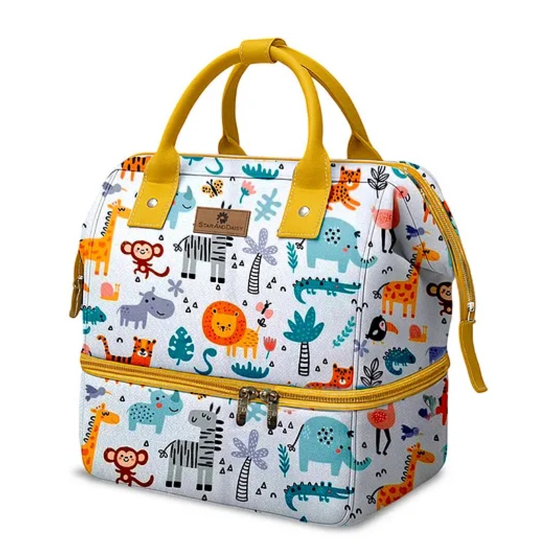 StarAndDaisy Bag for Mothers, Newborn Baby Diaper Bags with Multiple Pockets, Back Opening, Waterproof Pocket, LittleNest-Giraffe Print