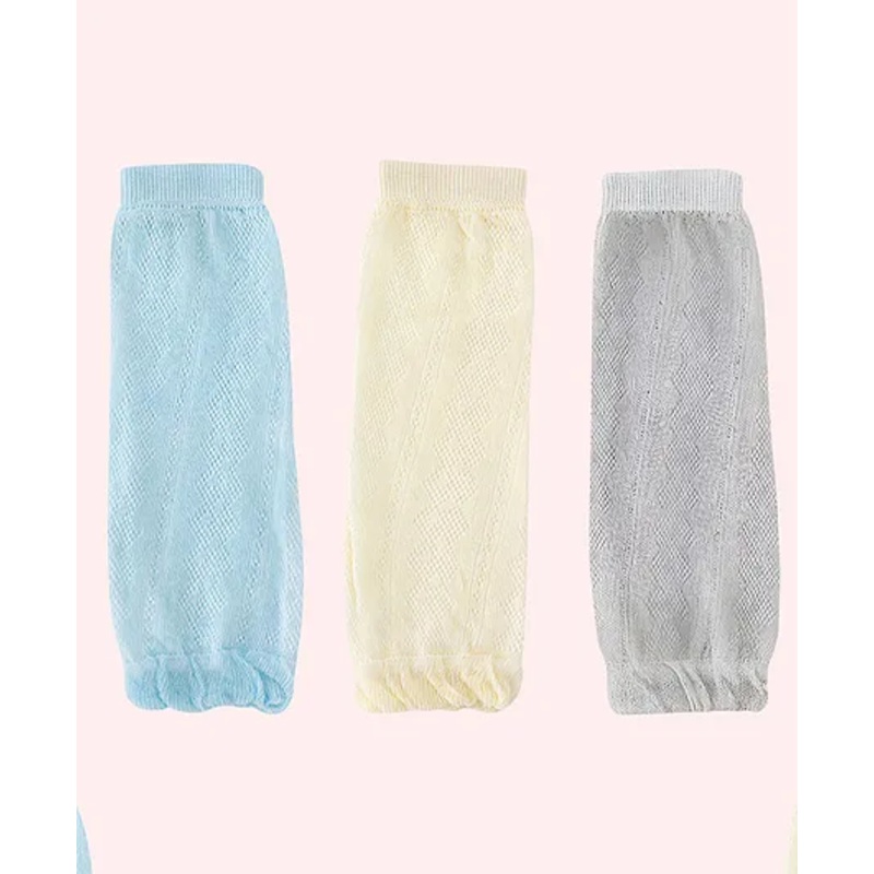 SYGA Cotton Mesh 3 Pairs Knee Pads - Light Blue & Light Yellow & Grey