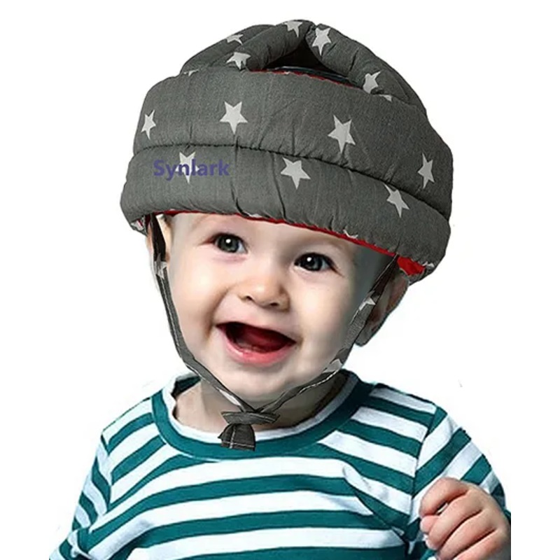 Synlark Baby Printed Cushioned Safety Helmet for Kids - Grey