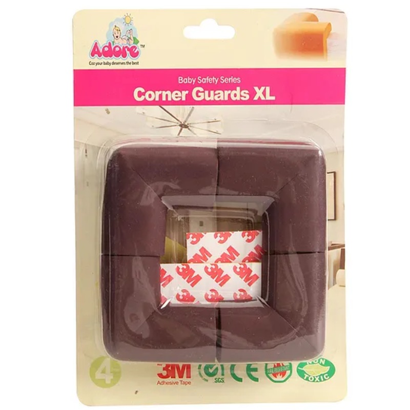 Adore Advanced Safety Series Baby Childproofing Safety Edge Guards XL- Pack of 4- Brown