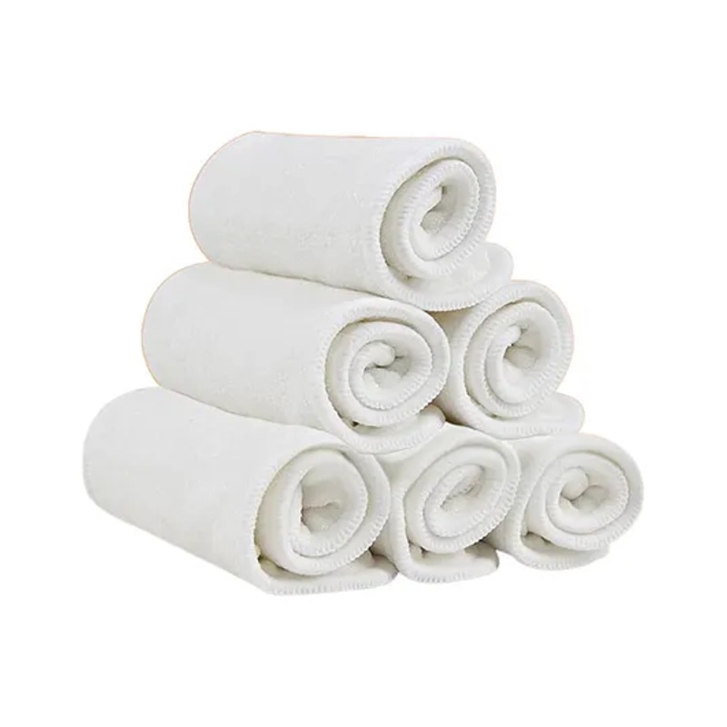 AEREX Reusable White Inserts Pads for Diapers Bamboo Charcoal Inserts Liners Natures Cloth Diaper Liner Wet Free Booster Inserts Nappy Inserts for Baby Cloth Diapers (Pack of 10)