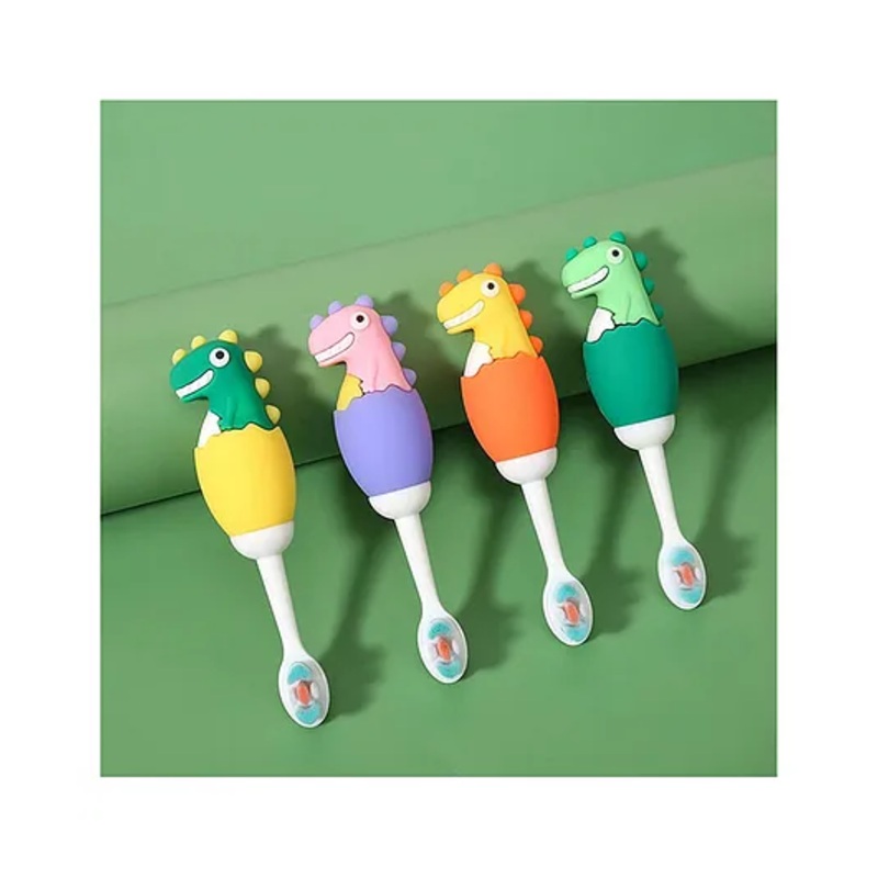 AKN TOYS Dino Brush Toddler Toothbrush Comfortable to Use Deep Cleaning Dense Bristle  (colour may vary )