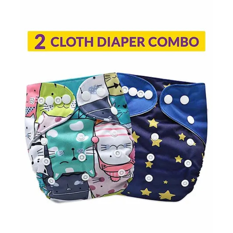 Bembika Reusable Cloth Diaper Set of 2 - Multicolor